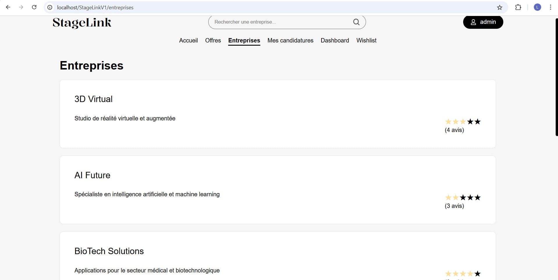 Fiche entreprise